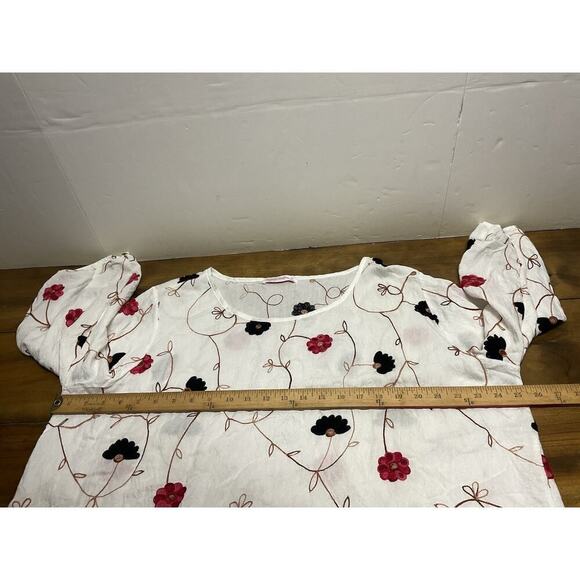 Parami Design Floral Embroidered Blouse 3/4 Sleeve Blouse Peasant Top Cottage 3X - Picture 7 of 10